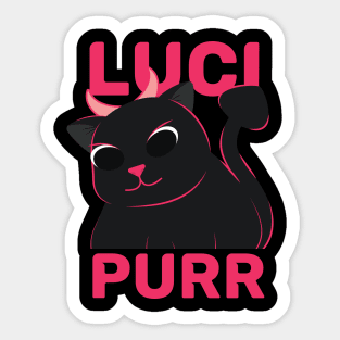 Funny evil cute cat | Lucipurr | Hail Lucipurr | Cute black cat with horn Sticker